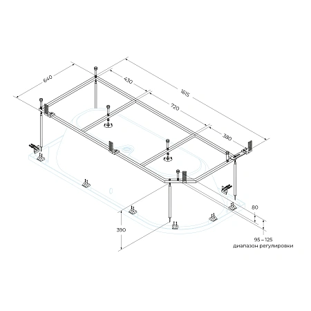 Каркас для ванны CEZARES METAURO CORNER-MF 1615x640 Каркас для ванны CEZARES METAURO CORNER-MF 1615x640