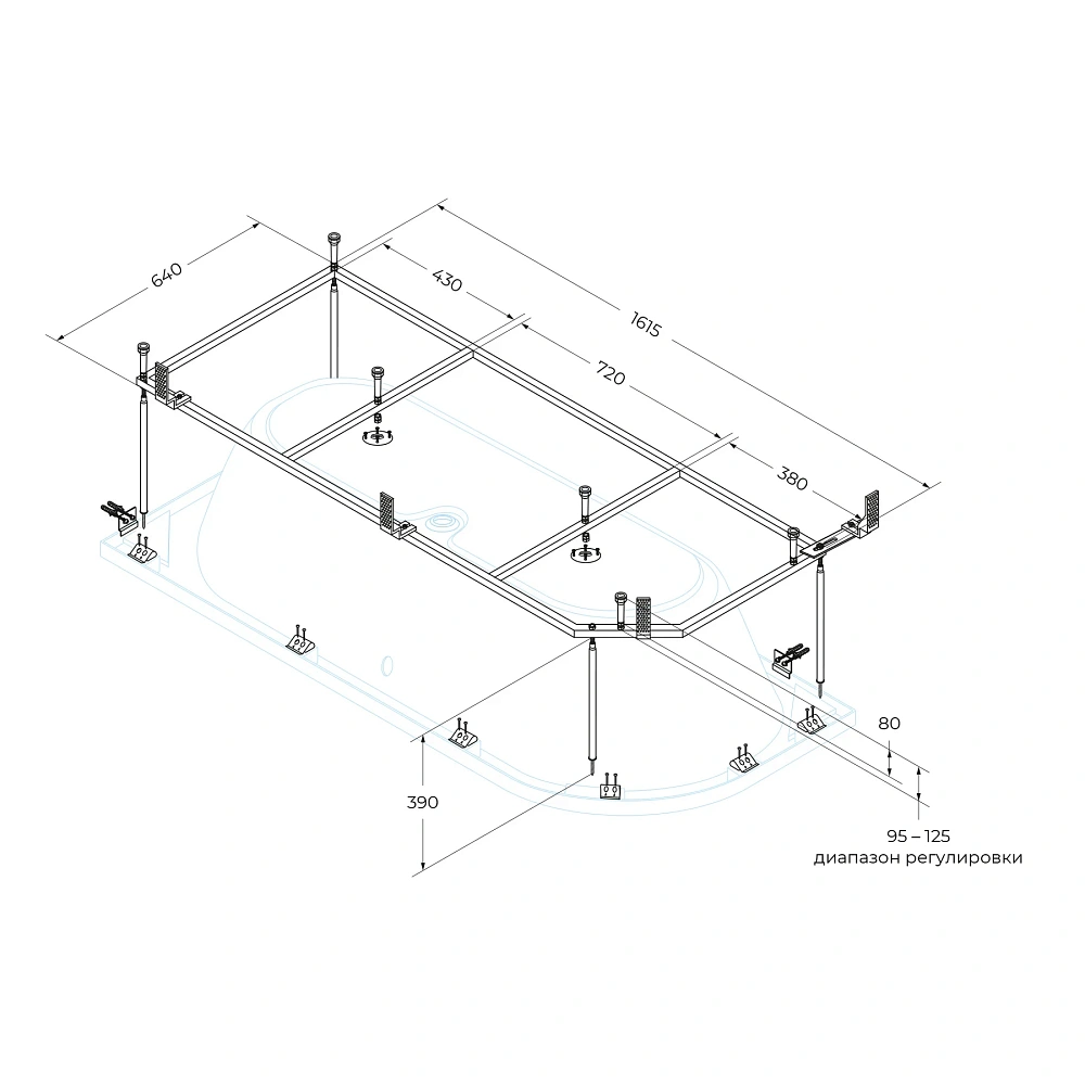 Каркас для ванны CEZARES METAURO CORNER-MF 1615x640 — Изображение 2