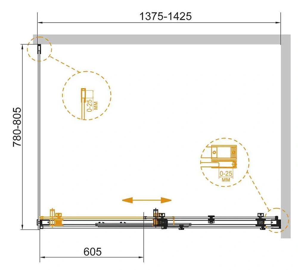 Душевой уголок CEZARES STYLUS-SOFT-AH-1-140/80-C-Cr 140x80см стекло прозрачное, профиль хром — Изображение 2