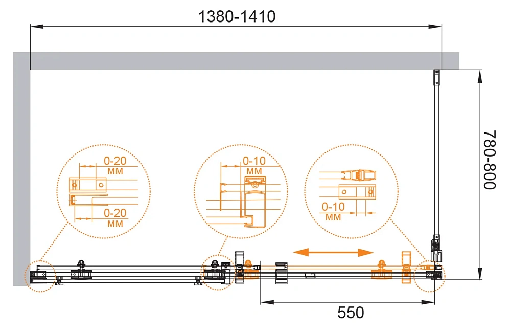 Душевой уголок CEZARES STYLUS-O-M-AH-1-140/80-C-Cr 140x80см стекло прозрачное, профиль хром — Изображение 4