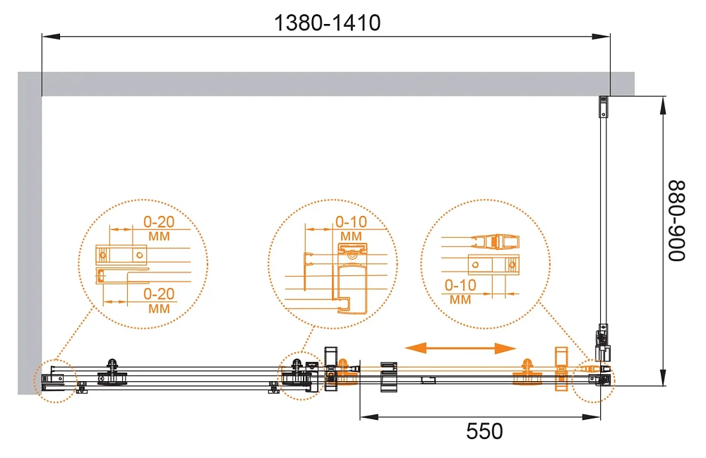 Душевой уголок CEZARES STYLUS-O-M-AH-1-140/90-C-Cr 140x90см стекло прозрачное, профиль хром — Изображение 4