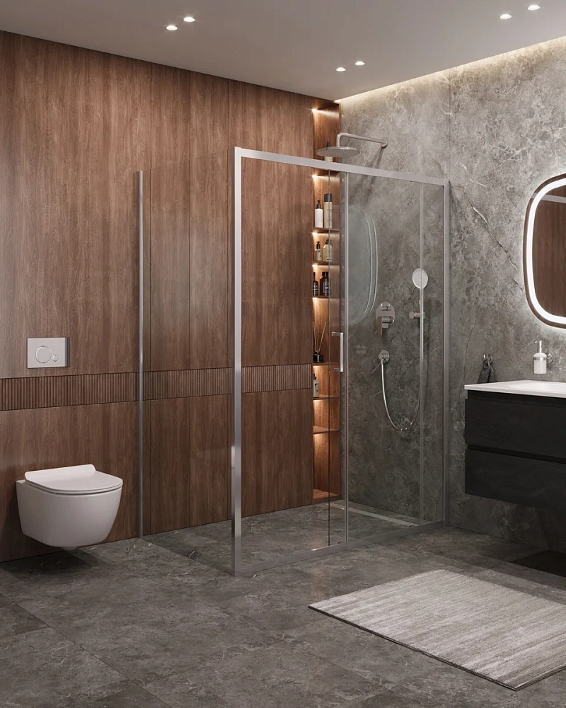 Душевой уголок CEZARES MOLVENO-AH-11-150/80-C-Cr-IV 150x80см стекло прозрачное, профиль хром — Изображение 2