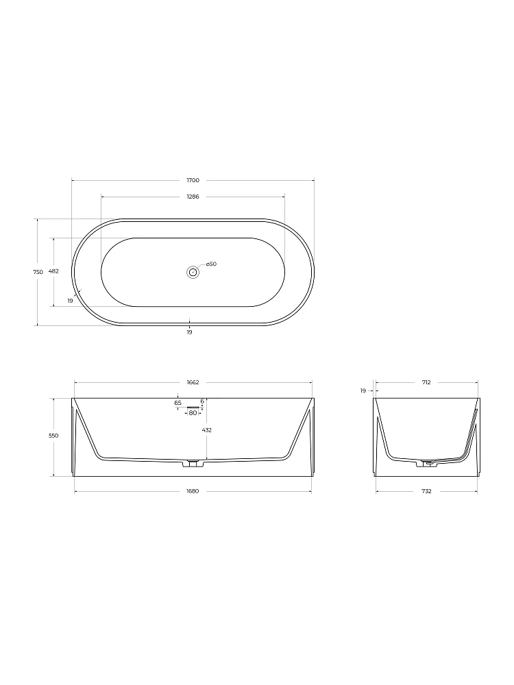 Ванна из искусственного камня BelBagno Solid Surface BB-BOHEME-170-75-55-SSB — Изображение 6
