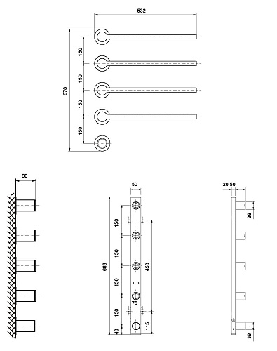 Полотенцесушитель электрический Vincea VTD-2H1MB черный, таймер Полотенцесушитель электрический Vincea VTD-2H1MB черный, таймер