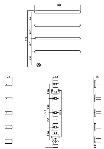 Полотенцесушитель электрический Vincea VTD-2H2CH хром, таймер Полотенцесушитель электрический Vincea VTD-2H2CH хром, таймер