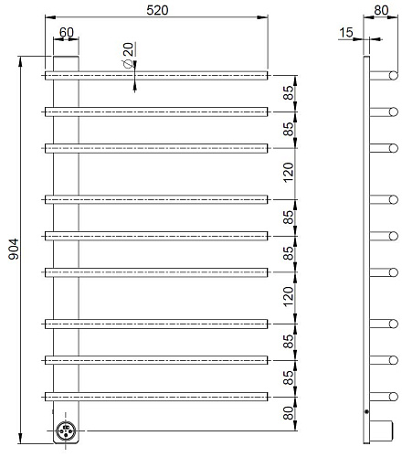 Полотенцесушитель электрический Vincea VTD-2SC3GM вороненая сталь, таймер Полотенцесушитель электрический Vincea VTD-2SC3GM вороненая сталь, таймер