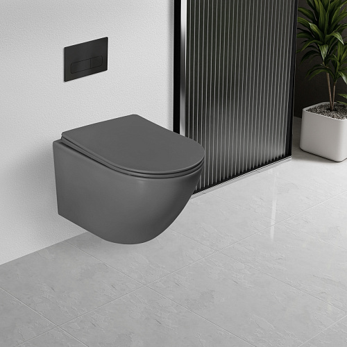 Унитаз подвесной Vincea Globo VT1-14TMA Tornado, антрацит матовый, ультратонкое soft-close сиденье Унитаз подвесной Vincea Globo VT1-14TMA Tornado, антрацит матовый, ультратонкое soft-close сиденье