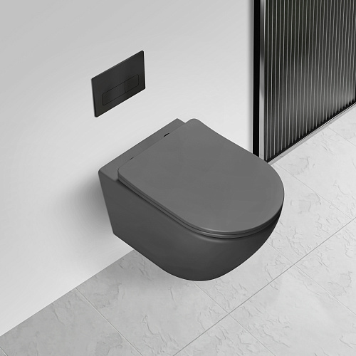 Унитаз подвесной Vincea Globo VT1-14TMA Tornado, антрацит матовый, ультратонкое soft-close сиденье Унитаз подвесной Vincea Globo VT1-14TMA Tornado, антрацит матовый, ультратонкое soft-close сиденье