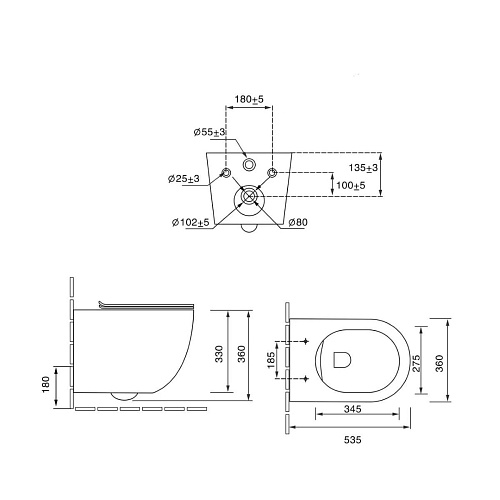Унитаз подвесной Vincea Globo VT1-14TMA Tornado, антрацит матовый, ультратонкое soft-close сиденье Унитаз подвесной Vincea Globo VT1-14TMA Tornado, антрацит матовый, ультратонкое soft-close сиденье