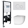 Комплект унитаза ABBER Bequem AC1132TC белый, с закрытым дном с инсталляцией AC0105 и кнопкой AC0121MW белая матовая