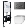 Комплект унитаза ABBER Bequem AC1132TC белый, с закрытым дном с инсталляцией AC0105 и кнопкой AC0121NG никель