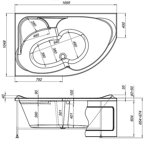 Акриловая ванна Aquanet Allento 170x100 L 00203892 Акриловая ванна Aquanet Allento 170x100 L 00203892