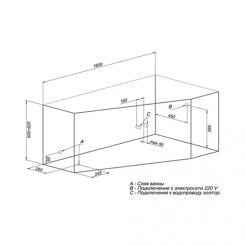Акриловая ванна Aquanet Brize 160x90 R 00213351 Акриловая ванна Aquanet Brize 160x90 R 00213351
