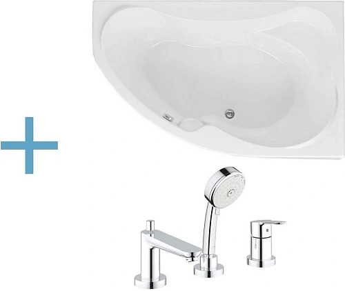 Акриловая ванна Aquanet Capri 160x100 R (каркас + смеситель Grohe BauEdge 2511700A) 00203915 + 00176459 + 00240613 Акриловая ванна Aquanet Capri 160x100 R (каркас + смеситель Grohe BauEdge 2511700A) 00203915 + 00176459 + 00240613