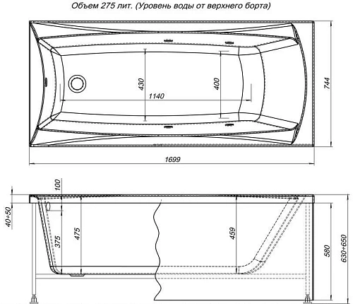 Акриловая ванна Aquanet Cariba 170x75 00203925 Акриловая ванна Aquanet Cariba 170x75 00203925