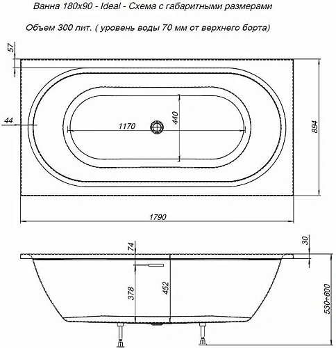 Акриловая ванна Aquanet Ideal 180x90 00242514 Акриловая ванна Aquanet Ideal 180x90 00242514