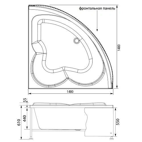 Акриловая ванна Aquanet Manila 150x150 00204004 Акриловая ванна Aquanet Manila 150x150 00204004
