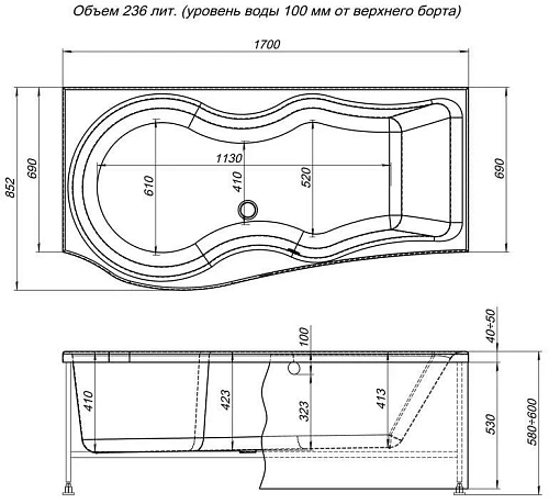 Акриловая ванна Aquanet Nicol 170x70/85 L 00204014 Акриловая ванна Aquanet Nicol 170x70/85 L 00204014