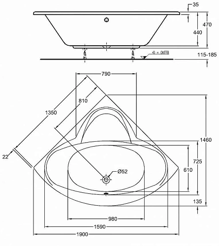 Акриловая ванна Geberit Renova 657300000 135 Акриловая ванна Geberit Renova 657300000 135