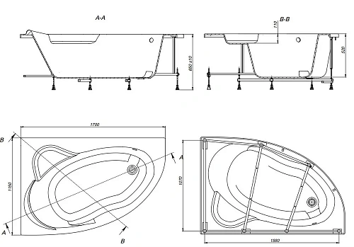 Акриловая ванна Roca Luna 170x115 асимметричная левая белая ZRU9302911 Акриловая ванна Roca Luna 170x115 асимметричная левая белая ZRU9302911
