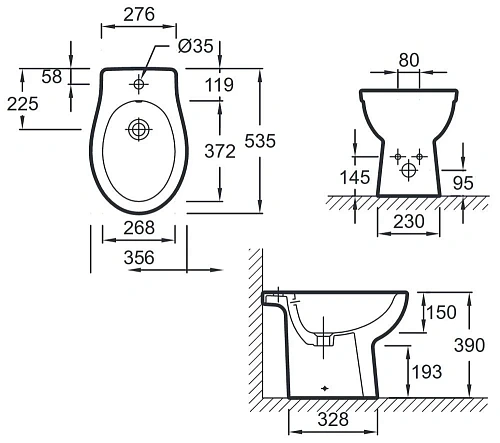 Биде напольное Jacob Delafon Patio New EBB0002-00 Биде напольное Jacob Delafon Patio New EBB0002-00