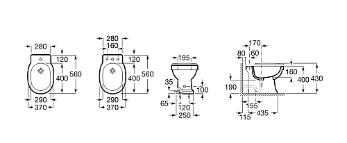 Биде напольное Roca Carmen 3 отверстия для смесителя 3570A4003 Биде напольное Roca Carmen 3 отверстия для смесителя 3570A4003