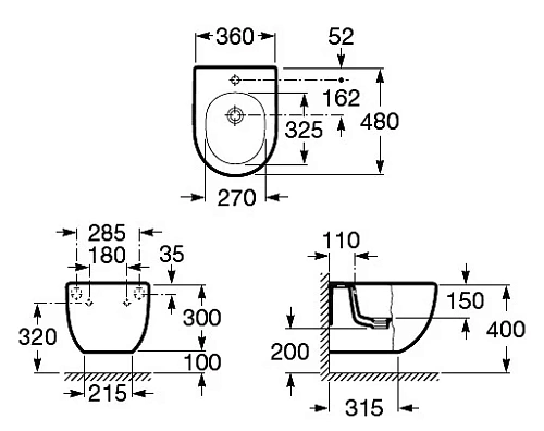 Биде подвесное Roca Meridian 357246000 Биде подвесное Roca Meridian 357246000