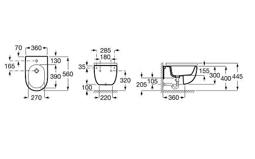 Биде подвесное Roca Meridian 357248000 Биде подвесное Roca Meridian 357248000
