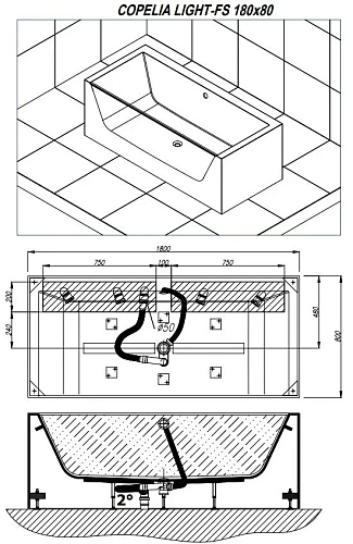 Ванна отдельностоящая Kolpa-San COPELIA LIGHT FS 180x80 590150 из искусственного камня kerrock Ванна отдельностоящая Kolpa-San COPELIA LIGHT FS 180x80 590150 из искусственного камня kerrock