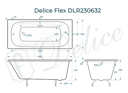 Ванна чугунная Delice Flex 180х85 DLR230632 Ванна чугунная Delice Flex 180х85 DLR230632