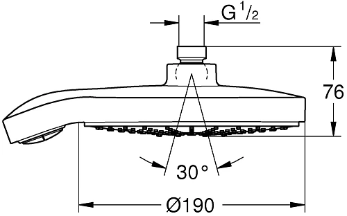 Верхний душ GROHE Power&Soul Cosmopolitan, 5 режимов, диаметр 190 мм 27765000 Верхний душ GROHE Power&Soul Cosmopolitan, 5 режимов, диаметр 190 мм 27765000