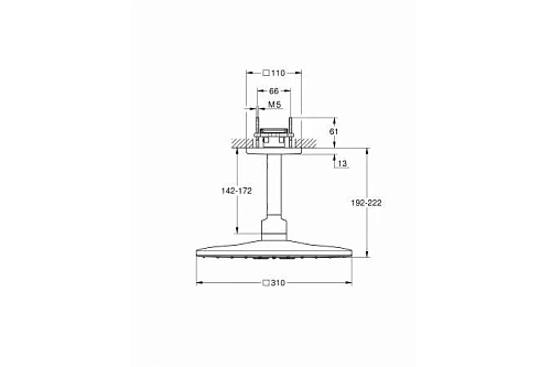 Верхний душ GROHE Rainshower 310 SmartActive Cube с душевым кронштейном 142 мм, 2 режима струи, хром 26481000 Верхний душ GROHE Rainshower 310 SmartActive Cube с душевым кронштейном 142 мм, 2 режима струи, хром 26481000