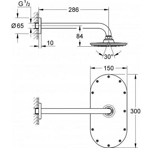 Верхний душ GROHE Rainshower Cosmopolitan Metal, 300х150 мм, хром (26058000) Верхний душ GROHE Rainshower Cosmopolitan Metal, 300х150 мм, хром (26058000)