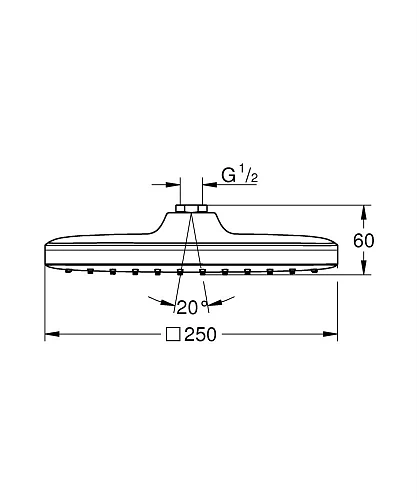 Верхний душ GROHE Tempesta 250 CUBE, квадратный, хром (26681000) Верхний душ GROHE Tempesta 250 CUBE, квадратный, хром (26681000)