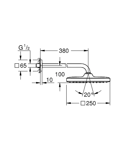Верхний душ GROHE Tempesta CUBE 250, квадратный (низ-хром, верх-белый) + Душевой кронштейн 380 мм, х 26687000 Верхний душ GROHE Tempesta CUBE 250, квадратный (низ-хром, верх-белый) + Душевой кронштейн 380 мм, х 26687000