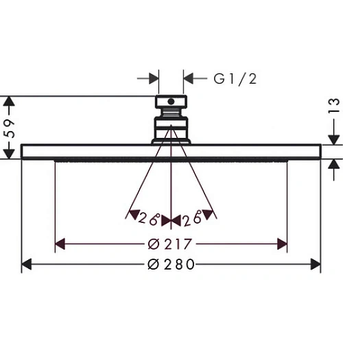 Верхний душ Hansgrohe Croma 280 1 jet EcoSmart 9 л/мин 26221000, хром Верхний душ Hansgrohe Croma 280 1 jet EcoSmart 9 л/мин 26221000, хром