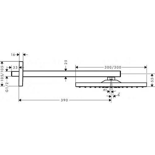 Верхний душ hansgrohe Raindance E 300 1jet с держателем 26238700 Верхний душ hansgrohe Raindance E 300 1jet с держателем 26238700