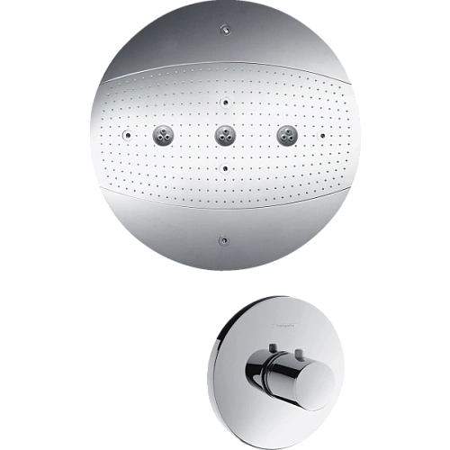 Верхний душ hansgrohe Raindance Rainmaker Air 3jet 600 без подсветки, хром 28403000 Верхний душ hansgrohe Raindance Rainmaker Air 3jet 600 без подсветки, хром 28403000