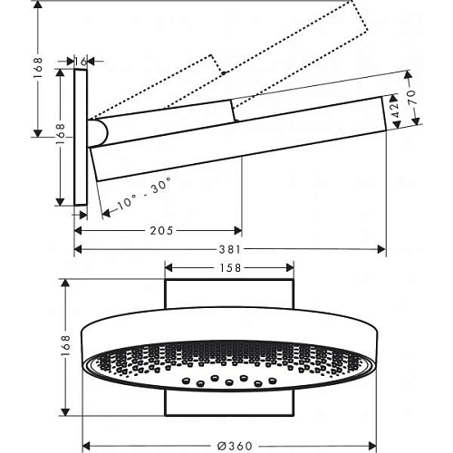 Верхний душ hansgrohe Rainfinity 360 3jet с настенным разъемом 26234700 Верхний душ hansgrohe Rainfinity 360 3jet с настенным разъемом 26234700
