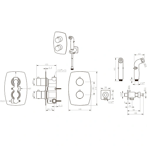 Гигиенический душ Lemark Ursus LM7240BL термостатический, встраиваемый, черный Гигиенический душ Lemark Ursus LM7240BL термостатический, встраиваемый, черный