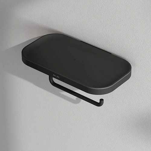 Держатель туалетной бумаги AM.PM Func A8F341422 с полкой, черный Держатель туалетной бумаги AM.PM Func A8F341422 с полкой, черный