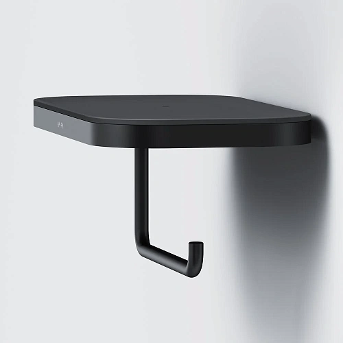 Держатель туалетной бумаги AM.PM Func A8F341422 с полкой, черный Держатель туалетной бумаги AM.PM Func A8F341422 с полкой, черный