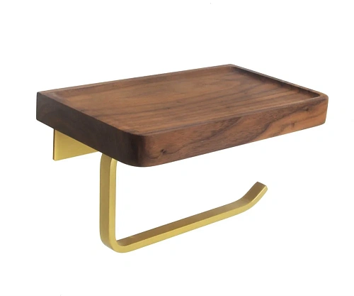 Держатель туалетной бумаги Bronze de Luxe Forest (10705G ) с деревянной полочкой матовое золото Держатель туалетной бумаги Bronze de Luxe Forest (10705G ) с деревянной полочкой матовое золото