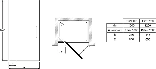 Душевая дверь Jacob Delafon Contra 120х200 см E22T120-GA Душевая дверь Jacob Delafon Contra 120х200 см E22T120-GA