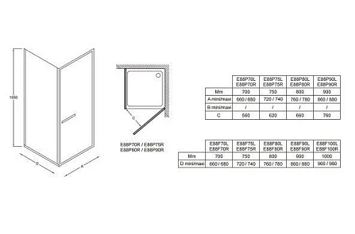 Душевая дверь Jacob Delafon Torsion 70х195 см, левая E88P70L-GA Душевая дверь Jacob Delafon Torsion 70х195 см, левая E88P70L-GA