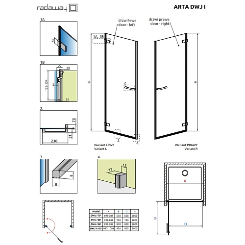 Душевая дверь Radaway Arta 386073-03-01R 100 см R Душевая дверь Radaway Arta 386073-03-01R 100 см R
