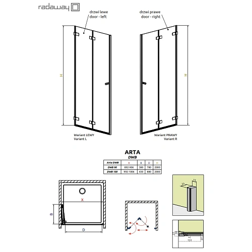 Душевая дверь Radaway Arta 386151-03-01L 90 см L Душевая дверь Radaway Arta 386151-03-01L 90 см L