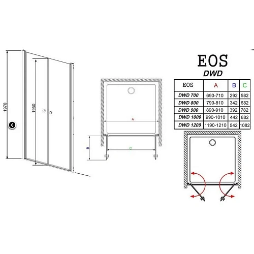 Душевая дверь Radaway EOS DWD 120 37773-01-12N Душевая дверь Radaway EOS DWD 120 37773-01-12N