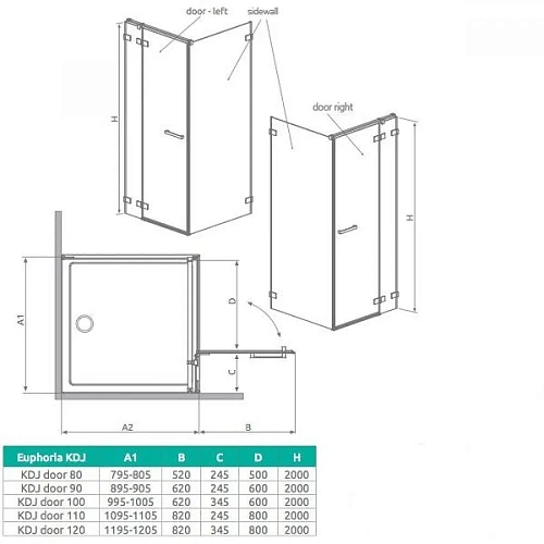 Душевая дверь Radaway Euphoria 383043-01L 80 см L Душевая дверь Radaway Euphoria 383043-01L 80 см L