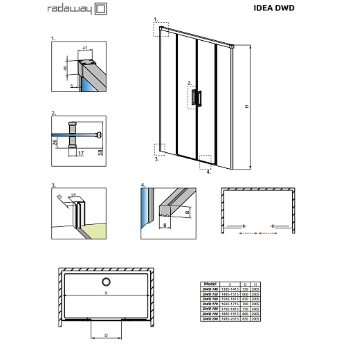 Душевая дверь Radaway Idea 387124-01-01 140 см Душевая дверь Radaway Idea 387124-01-01 140 см
